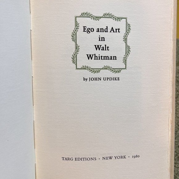 Ego and Art in Walt Whitman by John Updike (Targ Editions, 1980, Signed Limited) - Picture 3 of 7